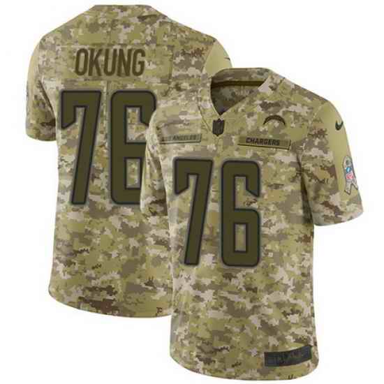 Nike Chargers #76 Russell Okung Camo Mens Stitched NFL Limited 2018 Salute To Service Jersey
